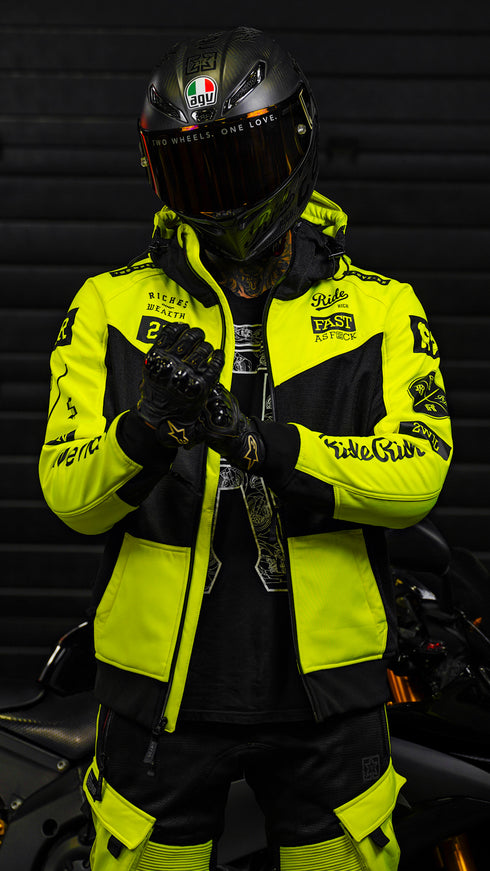 Ride Rich Regency V2 Flow Mesh Armoured GP Softshell Motorcycle Jacket - Yellow